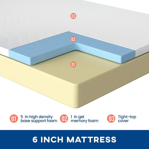FDW 6-Inch King Mattress - Medium Firm Gel Memory Foam | Pressure Relief & Cooling | CertiPUR-US Certified
