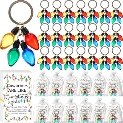 20-Piece Christmas Light Bulb Keychain Gift Set with Cards & Bags - Casual Variation