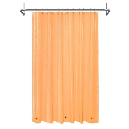 Mrs Awesome Clear Orange Shower Curtain Liner with 3 Magnets, 72x72 Premium Flexible Sturdy Plastic Shower Curtain for Bathroom Lightweight & Waterproof, Clear Orange