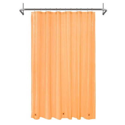 Mrs Awesome Clear Orange Shower Curtain Liner with 3 Magnets, 72x72 Premium Flexible Sturdy Plastic Shower Curtain for Bathroom Lightweight & Waterproof, Clear Orange
