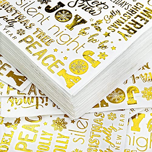 Christmas Paper Napkins Gold Foil Joy Holly Jolly 100 Pack Holiday Party Supplies