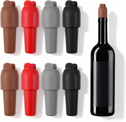 8 Pcs Silicone Wine Stopper with Handle Upgraded Reusable Wine Covers for Bottles 4 Colors Wines Seal Stopper Sparkling Wines Bottle Stoppers Leak Proof Champagne Cap Beer Sealing Lids