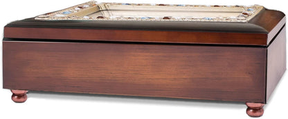 Cottage Garden Jeweled Music Box - Walnut Wood Finish | Plays "Amazing Grace" Tune