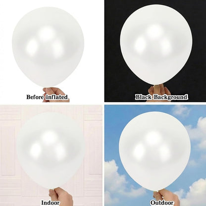 RUBFAC 12-Inch Pearl White Balloons - 65pcs with Ribbons for Weddings, Anniversaries & Baby Showers