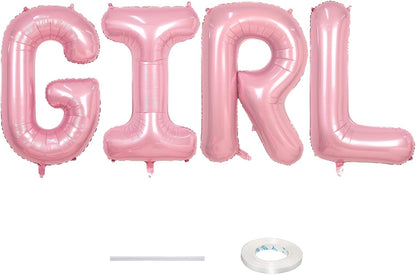 Skiennix 40-Inch Pastel Pink GIRL Balloons - Large Pearl Mylar Alphabet Banner for Birthday Parties