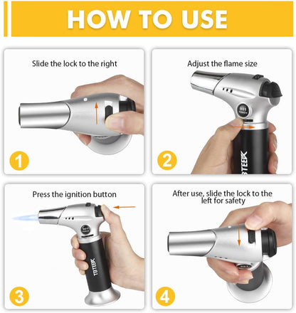 TBTEEK Cooking Torch - Butane Fuel Included for BBQ, Baking, and Soldering | Versatile Kitchen Lighter