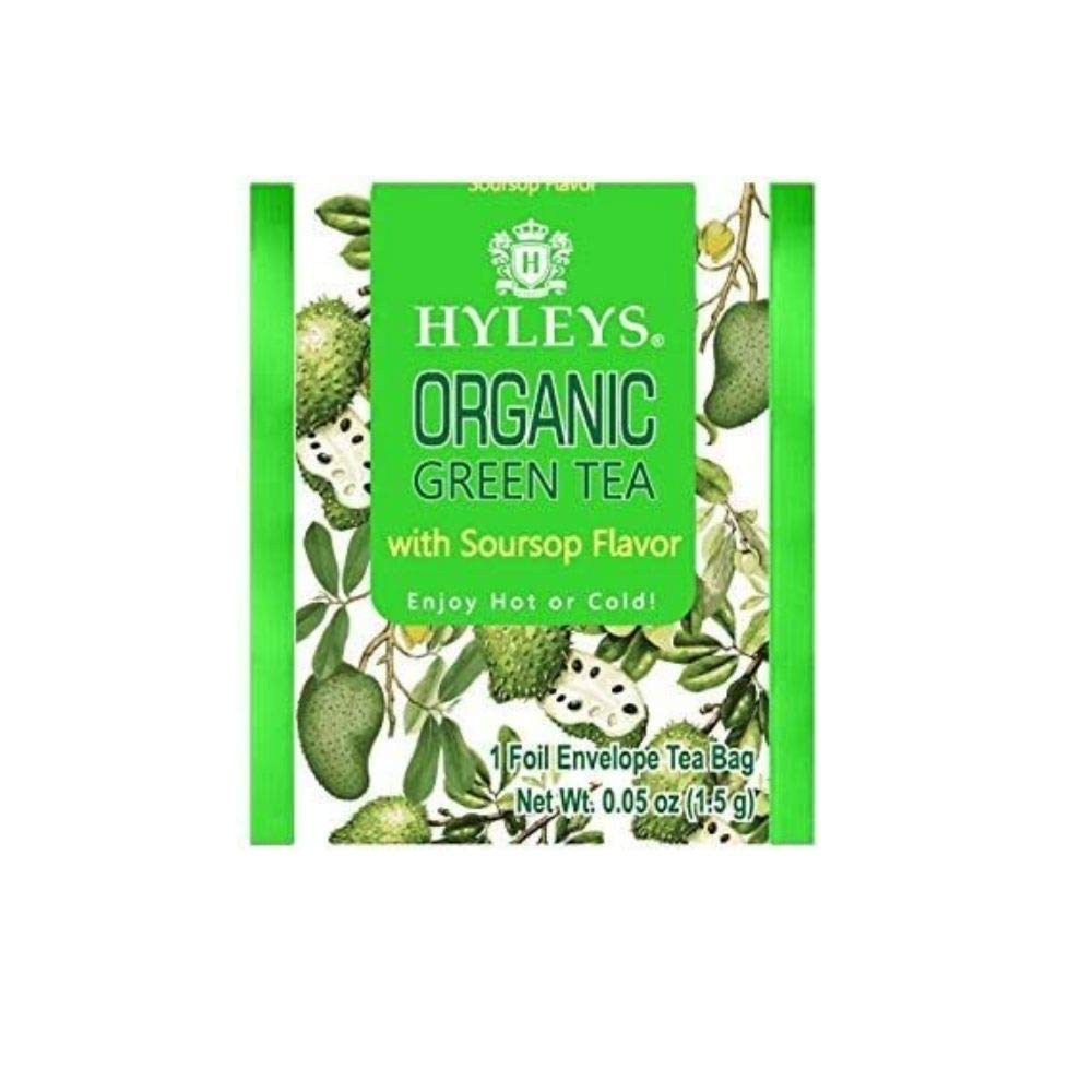 Hyleys Organic Green Tea Soursop Flavor - 25 Tea Bags - Sour Sop Graviola Guanabana Tea