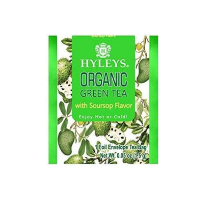 Hyleys Organic Green Tea Soursop Flavor - 25 Tea Bags - Sour Sop Graviola Guanabana Tea