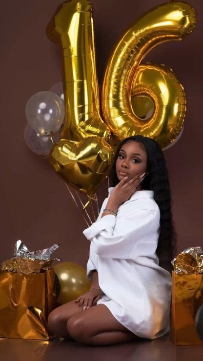 Gold Number 9 Balloon - 40 Inch Giant Foil Balloon for 9th Birthday Party Decorations