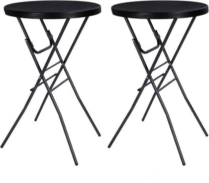 Byliable Folding Cocktail Table - 28in Round High Top for Indoor/Outdoor Use | Removable Legs, Black - 2PCS