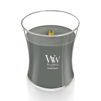 WoodWick Evening Bonfire Holiday Candle Gifts for Women and Men, 9.7 oz Medium Hourglass Candle with Crackling Wick