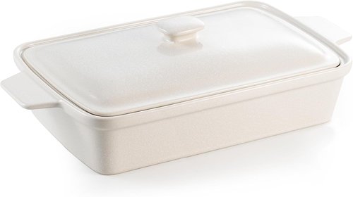 DAFUCERAMIC Casserole Dish - 3.5 Quart Porcelain Baking Dish With Lid | Deep 13 x 9 Oven Safe Bakeware