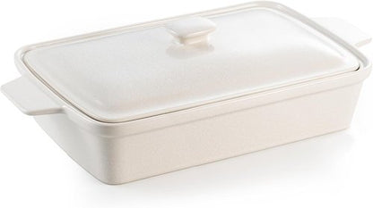 DAFUCERAMIC Casserole Dish - 3.5 Quart Porcelain Baking Dish With Lid | Deep 13 x 9 Oven Safe Bakeware