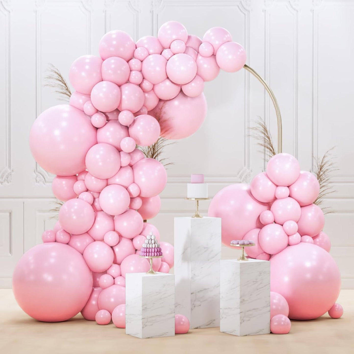 PartyWoo Baby Pink Balloons - 145-Piece Arch Kit for Baby Showers & Birthday Parties | Various Sizes 5-18 Inches