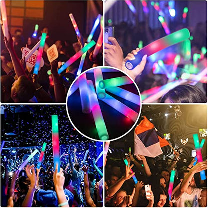100PCS Colorful LED Foam Glow Sticks with 3 Flash Modes for Parties