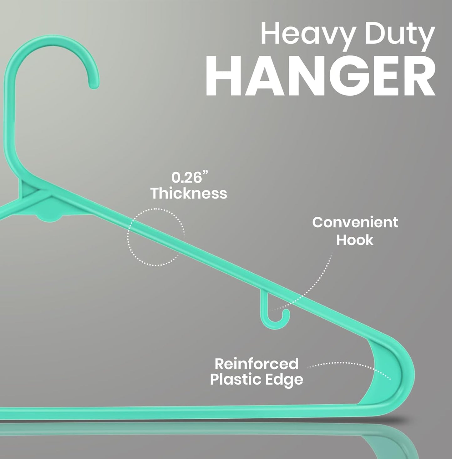 Utopia Home Plastic Hangers 50 Pack - Durable Space-Saving Closet Organizers - Aqua for Shirts, Pants & Coats