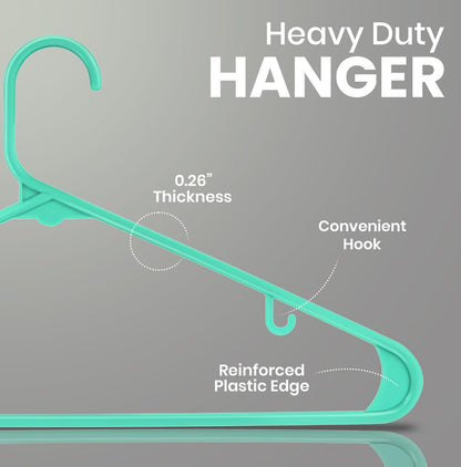 Utopia Home Plastic Hangers 50 Pack - Durable Space-Saving Closet Organizers - Aqua for Shirts, Pants & Coats