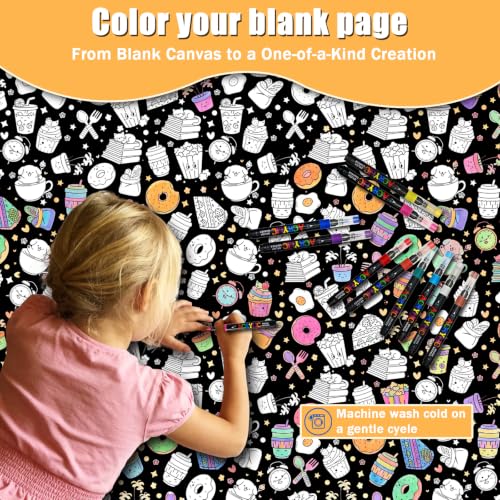 DIY Coloring Blanket for Adults & Kids - Desserts Variation 50x60 Inch