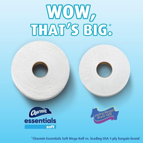 Charmin Essentials Soft Toilet Paper - 9 Mega Rolls for Ultimate Comfort | Equivalent to 36 Regular Rolls
