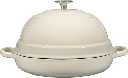 EDGING CASTING Enameled Cast Iron Dutch Oven - 6 Quart Round Pot for Perfect Sourdough Baking | White