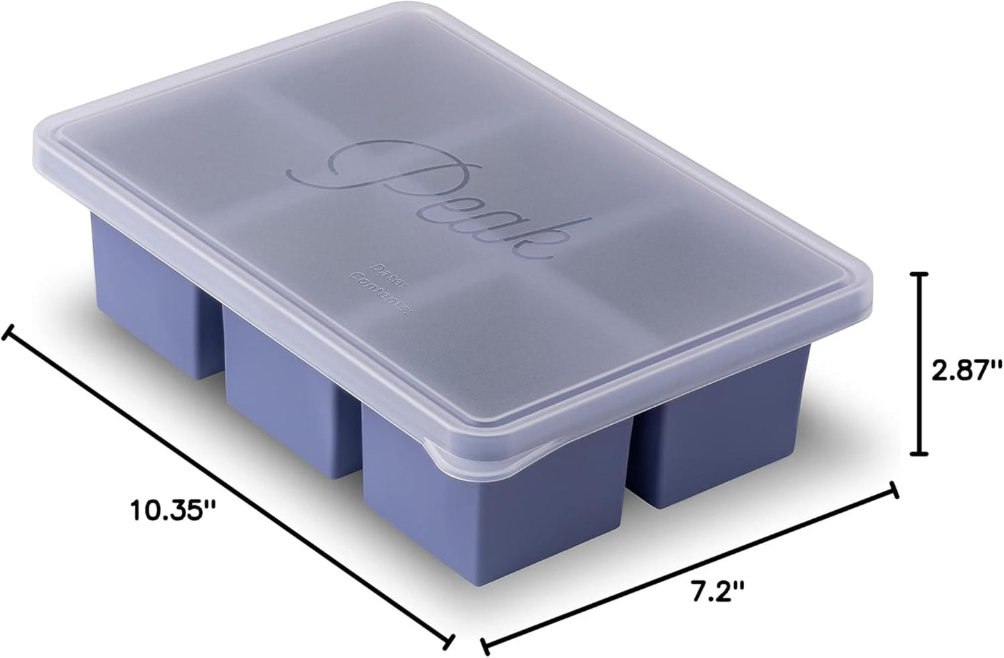 W&P Cup Cubes Silicone Freezer Tray - Blue | Makes 6 Perfect 1-Cup Portions for Soup, Broth & Leftovers