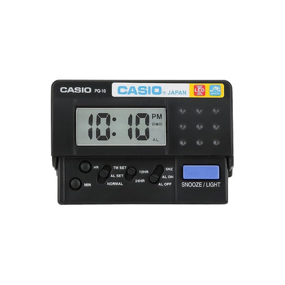 Casio PQ-10-1R Resin Digital Desk Clock, Black (8 x 6.2 x 2.6 cm)