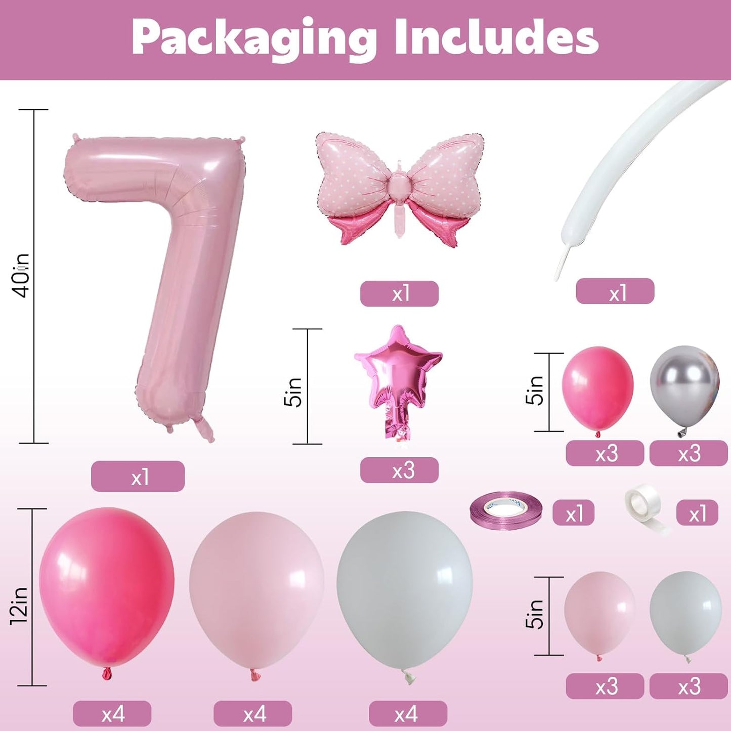 Pastel Pink Number 7 Balloon by [Brand Name] - 40 Inch Giant Foil Balloon for 7th Birthday Party
