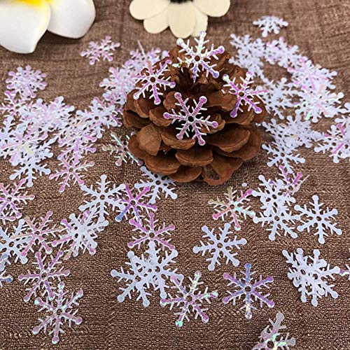 Christmas Snowflake Confetti Set - 800 Pieces Glitter Silver Sequins in 3 Sizes
