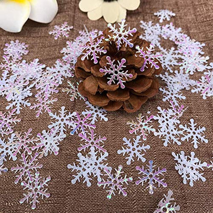 Christmas Snowflake Confetti Set - 800 Pieces Glitter Silver Sequins in 3 Sizes