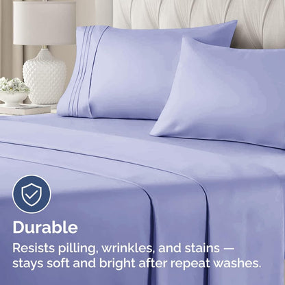 Skiennix Queen Pillow Cases Set of 2 - Ultra Soft Hotel Quality - Wrinkle-Free & Stain Resistant - Lavender Color