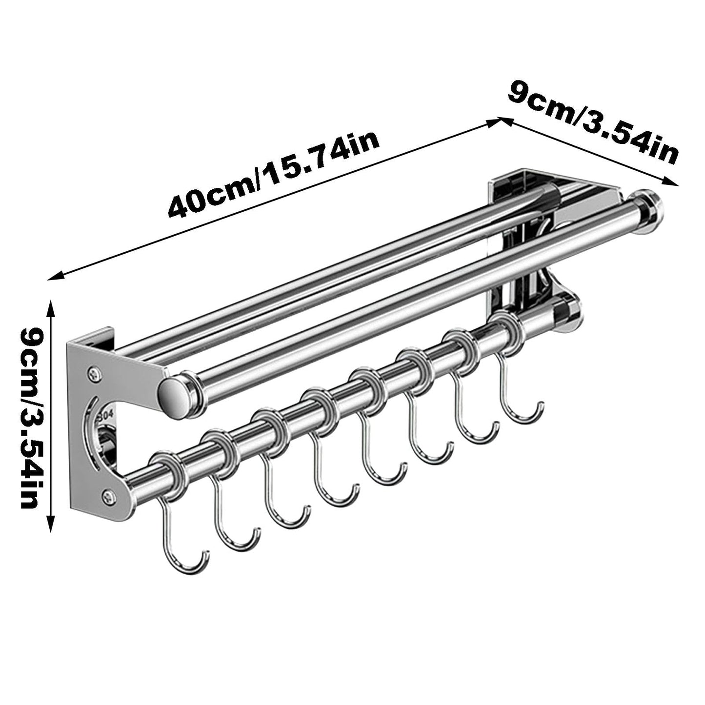 semofcen Kitchen Utensil Holder Hanger 30/40/50CM Stainless Steel Multifunctional Slide Rail Hook Space Saving Utensil Rack No Drilling Kitchen Rail for Hanging Cooking Utensils Mugs Spoons