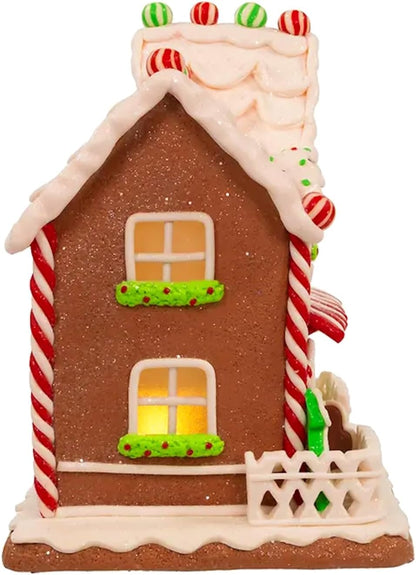 The Bridge Collection Light Up Gingerbread House - Festive Christmas Decor | 9-Inch Gingerbread Village Figurine