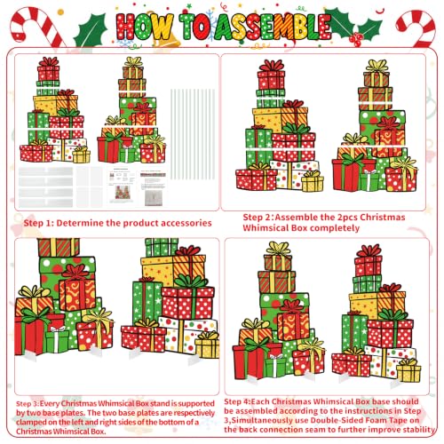 Christmas Whimsical Box Cardboard Cutout Pair - 2pcs Holiday Decor
