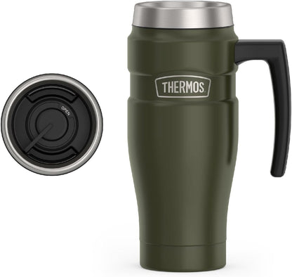 THERMOS Stainless King Travel Mug - 16oz Army Green | Vacuum-Insulated, Leak-Proof & Sweat-Proof Coffee Tumbler