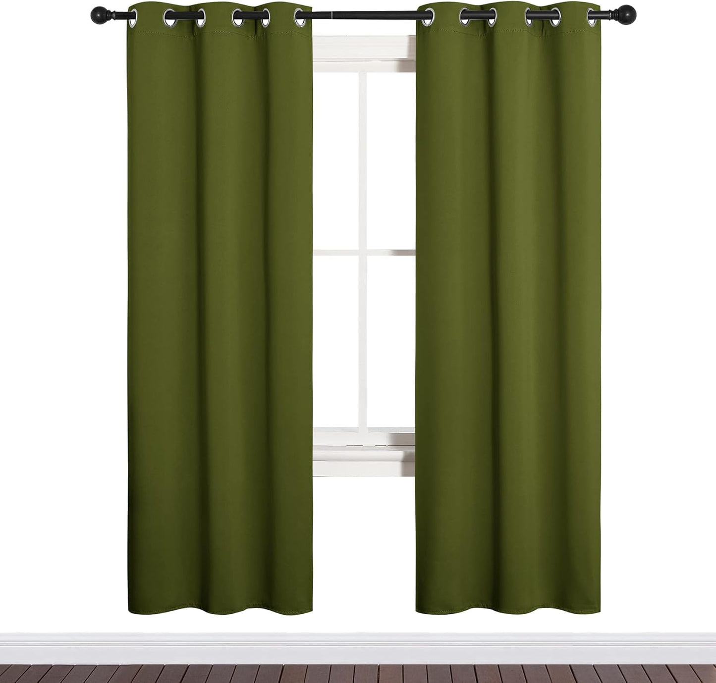 NICETOWN Blackout Curtain Panels - Thermal Insulated Draperies for Bedroom | Olive Green, 34 x 72 Inch (One Pair)