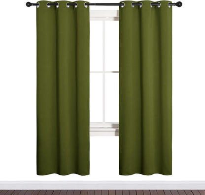 NICETOWN Blackout Curtain Panels - Thermal Insulated Draperies for Bedroom | Olive Green, 34 x 72 Inch (One Pair)