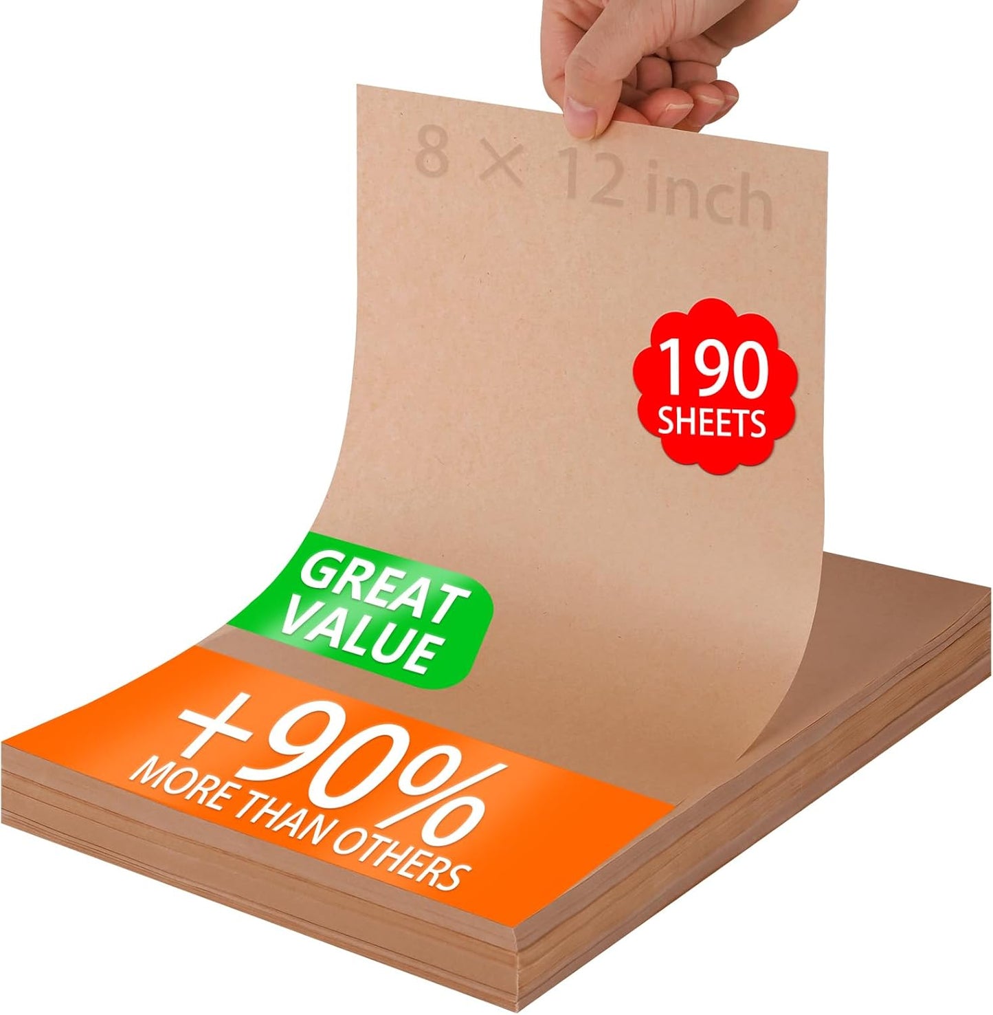 WMKGG Non-Stick Parchment Paper Sheets - 190 PCS Precut for Baking, Grilling & Air Frying | 8x12 Inches