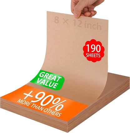 WMKGG Non-Stick Parchment Paper Sheets - 190 PCS Precut for Baking, Grilling & Air Frying | 8x12 Inches