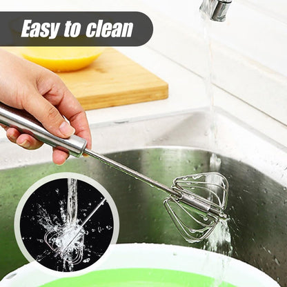 Skiennix Stainless Steel Semi-Automatic Whisk - 10-Inch Manual Mixer for Blending & Beating