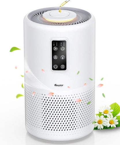 Air Purifiers for Home Large Room up to 1600ft², VEWIOR H13 True HEPA Air Purifier for Bedroom with night light, Fragrance Sponge, Sleep Mode, Timer, Lock, Pesticide
