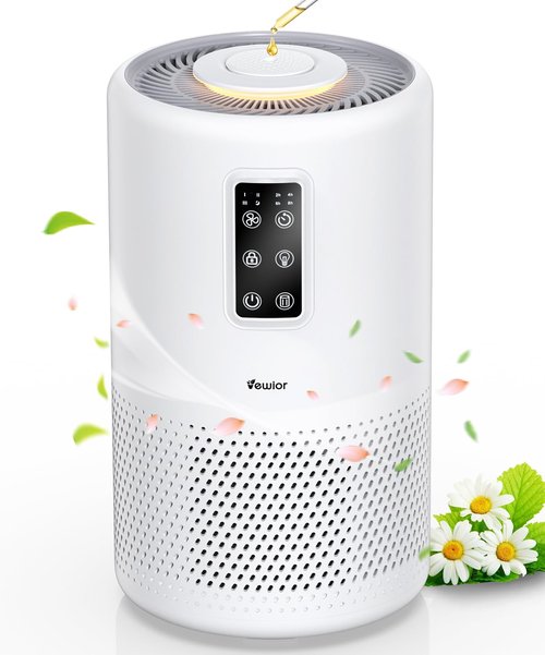 Air Purifiers for Home Large Room up to 1600ft², VEWIOR H13 True HEPA Air Purifier for Bedroom with night light, Fragrance Sponge, Sleep Mode, Timer, Lock, Pesticide