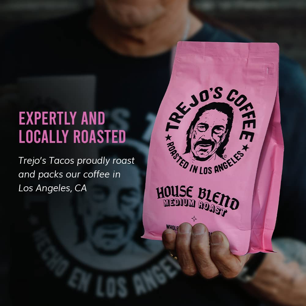 Trejo's Coffee House Blend Medium Roast Whole Bean Coffee, 12 Ounce Bag, 100% Arabica