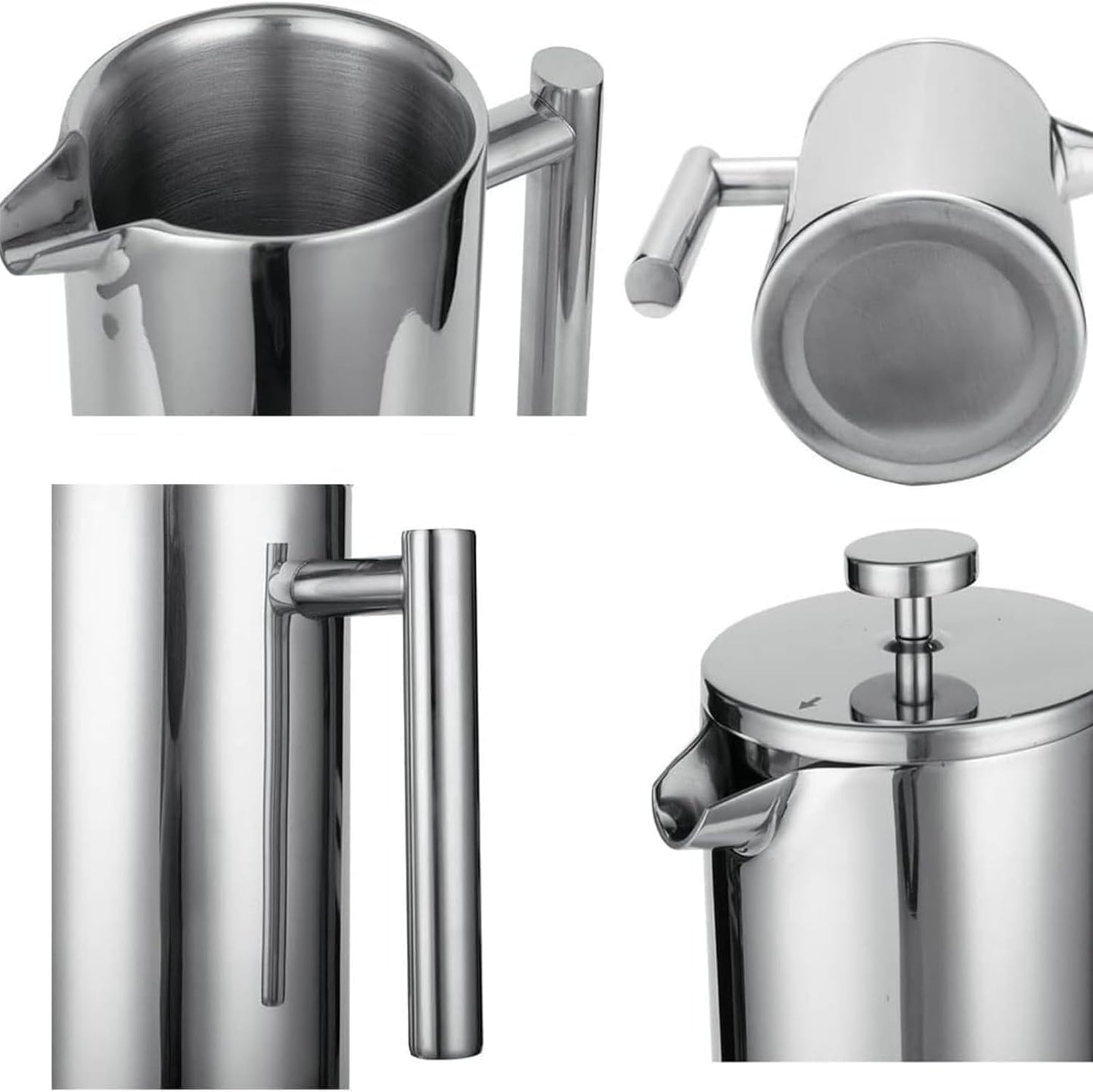 Skiennix French Press Coffee Maker - Stainless Steel Double Wall Insulated 34 oz | Portable Hot & Cold Brew Teapot for Kitchen & Camping