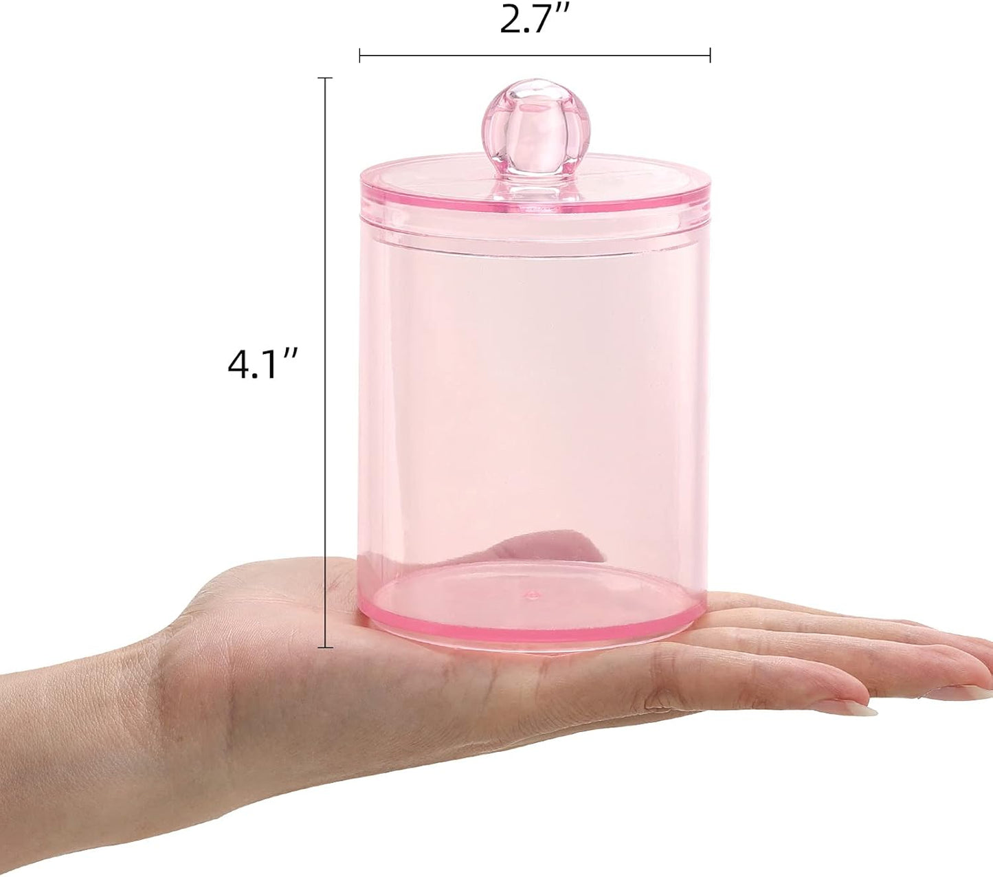 Tbestmax Qtip Holder - Stylish Pink Bathroom Canisters for Cotton Ball & Swab Storage | 10-Ounce 2-Pack