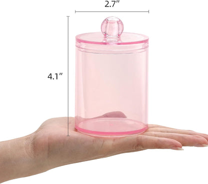 Tbestmax Qtip Holder - Stylish Pink Bathroom Canisters for Cotton Ball & Swab Storage | 10-Ounce 2-Pack