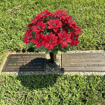 Xmas A-4 Pcs Christmas Cemetery Flowers for Grave Artificial Poinsettias - 48 Stems