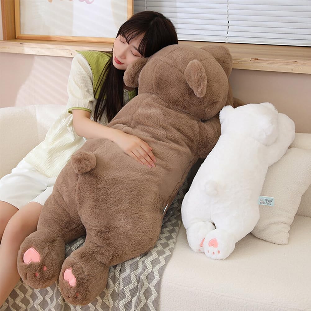SNOWOLF Large Bear Stuffed Animals, 31.5" Brown Bear Plush Throw Pillow Super Cute Kawaii Plushie Toys Gifts for Boys Girls Adults, 80cm, Brown