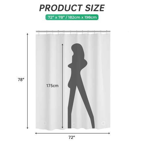 AmazerBath 78 Inch Frosted PEVA Shower Curtain - Heavy Duty with 3 Weighted Stones and 12 Rustproof Grommets