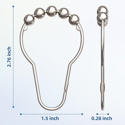 Titanker Shower Curtain Hooks Rings, Rust-Resistant Metal Shower Curtain Hooks for Bathroom Shower Rods Shower Hooks Shower Rings for Curtain - Set of 12, Nickel