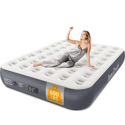 InnoTruth Queen Air Mattress with Built-in Pump, 13" Raised Comfort, Durable Inflatable Bed for Home & Guests, Easy Setup, Ideal for Travel & Camping, Dark Gray